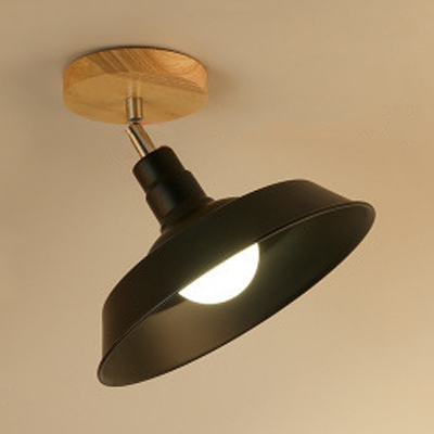 Vintage Rotatable Ceiling Light Metal Single Light Black Semi Flush Light for Kitchen