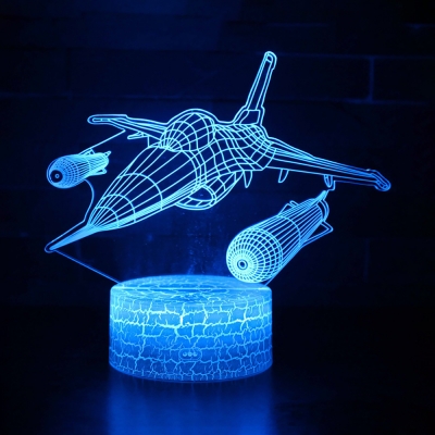 4 Airplane Pattern 3D Bedside Light 7 Color Changing Remote Control LED Night Lamp with Touch Sensor for Home Decor