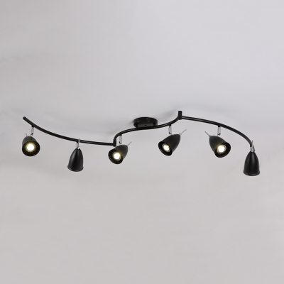 Angle Adjustable Wireless Ceiling Light 6 Heads White Black Cone Spot