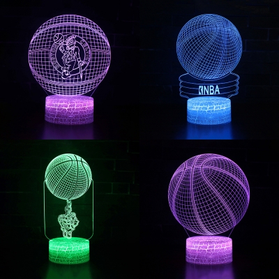 Basketball Pattern Design LED Illusion Light Touch Sensor 7 Color Changing 3D Night Light for Living Room