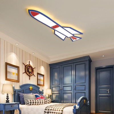 Creative Plane Shape Flush Ceiling Light Metal and Acrylic Stepless Dimming Light Fixture for Child Room