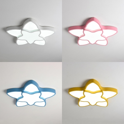 Creative Star Shape Ceiling Light White/Pink/Yellow/Blue Acrylic LED Flush Mount Light with White Lighting