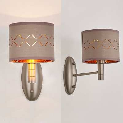 Drum Shade Wall Light Metal Single Light European Style Sconce Lamp for Dining Room Office