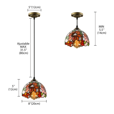 Elegant Tiffany Style Pendant Light with Oversize Sunflower Pattern