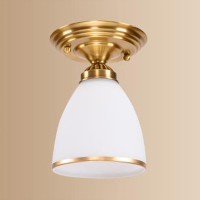 Frosted Glass Cone Flush Mount Light 1 Light Simple Style Ceiling Light in White for Hallway