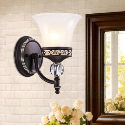 Glass Metal Wall Lamp Kitchen Hallway Single Light Vintage Style Bell Shade Wall Light