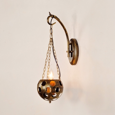 Globe Pendant Lighting Hallway Single Light Industrial Hanging Wall Sconce in Bronze