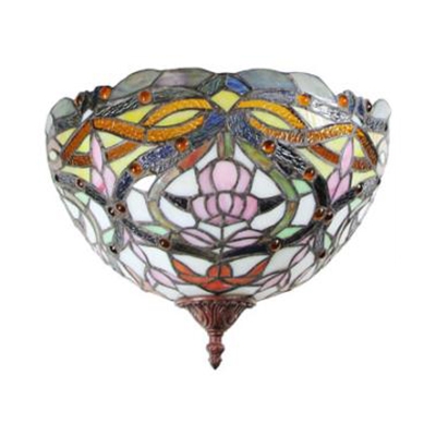 Tiffany Style Sconce Wall Light 1 Light Stained Glass Abstract Pattern Sconce Lamp for Shop