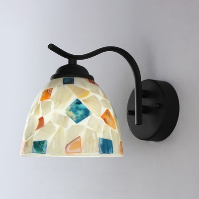 Hotel Shop Dome Shade Wall Light Glass 1 Light Rustic Style Colorful Sconce Light