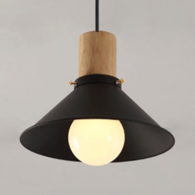 Industrial Cone/Flared Pendant Lighting Single Light Black Pendant Lamp for Kitchen
