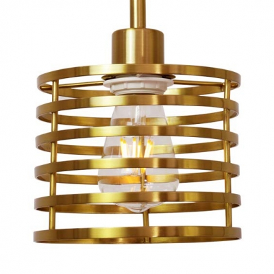 Industrial Drum Pendant Light Metal Single Light Brass Hanging Light for Restaurant Bar