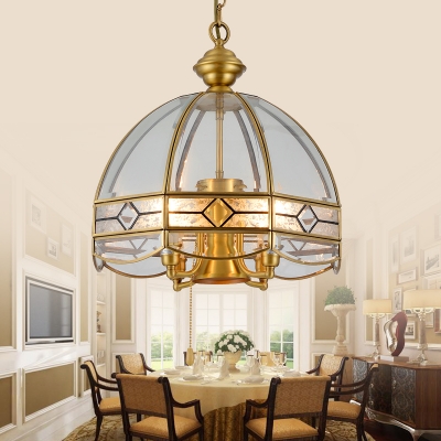 Metal and Clear Glass Chandelier Living Room 5 Lights Classic Dome Shade Ceiling Light