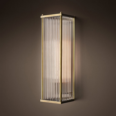 Metal and Crystal Rectangle Wall Lamp One Light Modern Sconce Light in Brass/Silver for Bedroom
