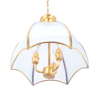 Metal and Glass Chandelier 3 Lights Traditional Style Pendant Lamp for Hotel Restaurant