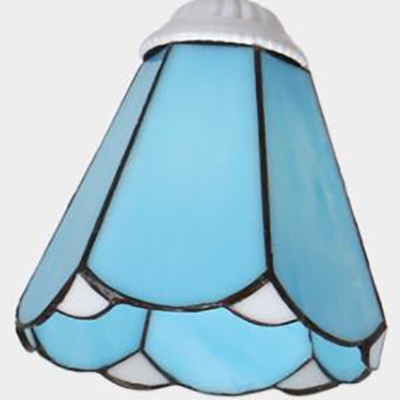 Metal Cone Semi Flush Light Dining Room 3 Lights Tiffany Style Ceiling Light in White/Sky Blue/Blue