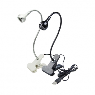 Metal Flexible Gooseneck Mini Desk Light Black/Silver USB Charging LED Study Light in Warm/White