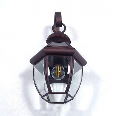 Outdoor Indoor Down Lighting Sconce Light Metal Clear Glass 1 Light Traditional Rust Wall Light