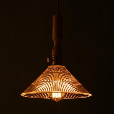Single Light Cone Pendant Lighting Vintage Glass Pendant Light Fixture for Living Room