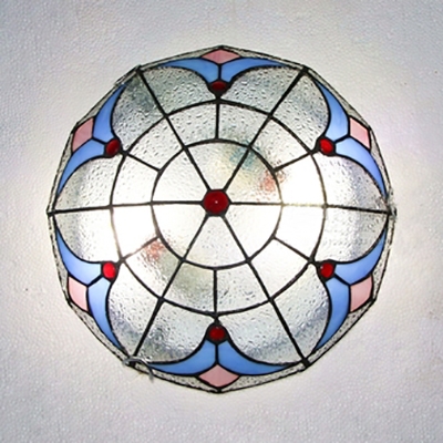 Stained Glass Dome Flush Ceiling Light Tiffany Style Overhead Light