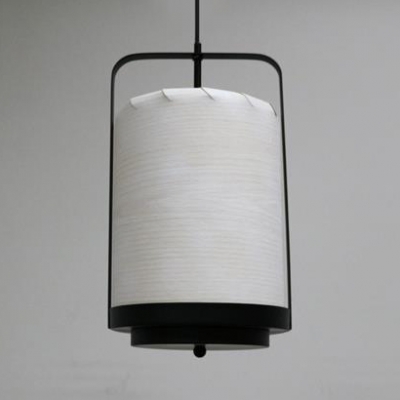 White/Green/Red Cylinder Ceiling Lighting One Light Vintage Style Wood Hanging Light for Kitchen