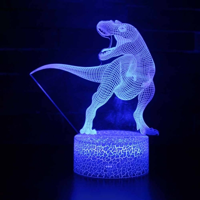 4 Dinosaur Pattern 3D Night Lamp Boy Bedroom Decor 7 Color Changing LED Illusion Lamp with Touch Sensor