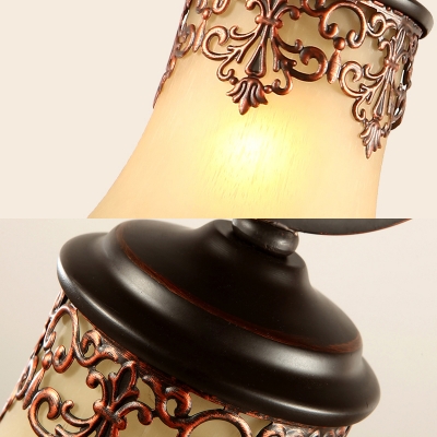 Antique Style Bell Shape Pendant Light 1 Light Metal Frosted Glass Hanging Light for Kitchen Restaurant