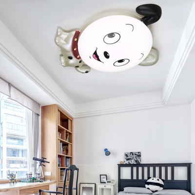 Cute Dog Shape Ceiling Mount Light Boy Girl Bedroom Creative Acrylic Resin Overhead Lighting with White Lighting