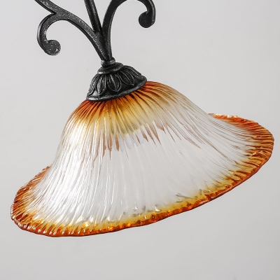 Dining Room Hat Shape Pendant Light Metal Prismatic Glass 1 Lights Antique Style Black Hanging Light