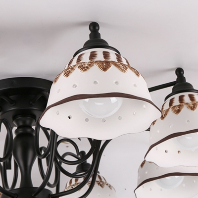 Metal Double Bubble Ceiling Light 3/6/8 Lights Antique Style Semi Flush Light for Hotel