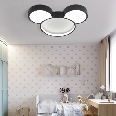 Mickey Mouse Ceiling Light White/Stepless Dimming Cute Acrylic Flush Mount Light for Kindergarten