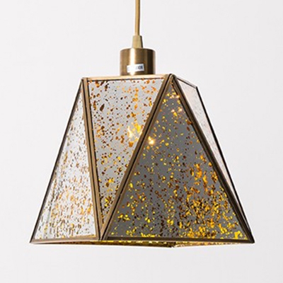 Polyhedron Kitchen Hallway Ceiling Light Metal Class 1 Light Antique Style Hanging Light in Gold