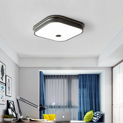 Simple Style Square Flush Light 1 Light Metal Ceiling Lamp in Black/Gold for Bedroom