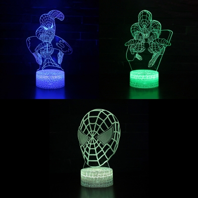 Cartoon Design 3D Night Light 7 Color Changing LED Optical Nightlight with Touch Sensor for Bedroom Hallway