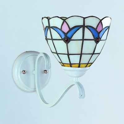 Tiffany Style Flower Pattern Sconce Light Stained Glass 1 Light Wall Lamp for Hotel Shop