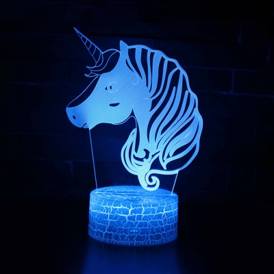 Unicorn Pattern Color Changing 3D Night Light Touch Sensor Remote Control Unicorn LED Illusion Light for Child