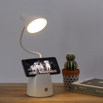 USB Charging Port LED Study Light Pen Holder Design Flexible Gooseneck Desk Lamp with Bell Shape