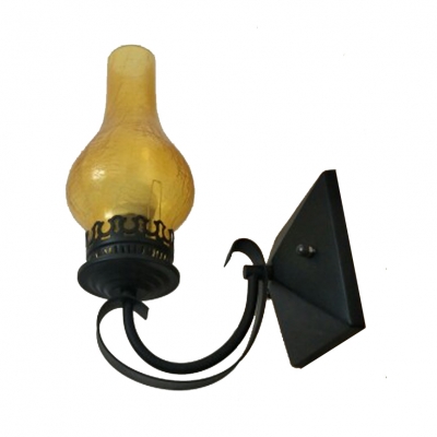 Vase Shape Wall Light Single Light European Style Metal and Amber-Yellow/Clear Glass Sconce for Hallway
