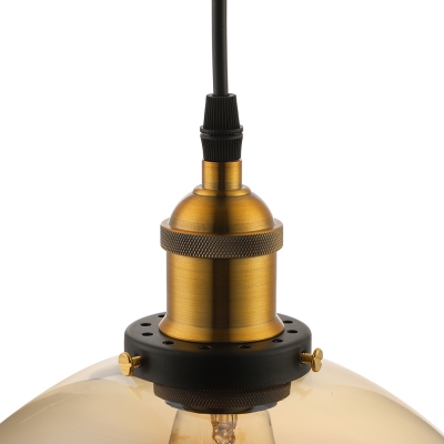Amber Glass Globe Pendant Light in Aged Brass Vintage Single Light Pendant for Foyer Kitchen Restaurant