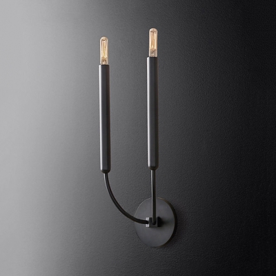 Black/Brass Linear Wall Light 1/2 Lights Simple Style Metal Wall Lamp for Dining Room Bathroom