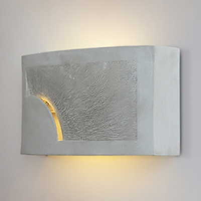 Cement Rectangle Wall Sconce Single Light Antique Style Wall Light in Gray for Coffee Shop Restaurant