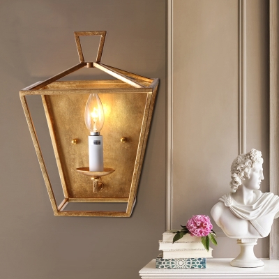 Classic Gold Wall Light with Candle Shape 1 Light Metal Sconce Light for Hallway Hotel Bar