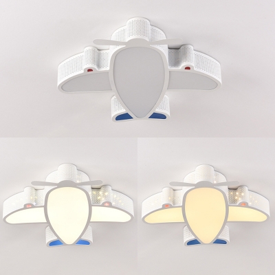 Cute Blue/White Flush Mount Light with Plane Shade Metal Acrylic White/Third Gear/Stepless Dimming Ceiling Light for Kids Room