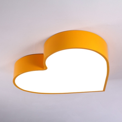 Cute Heart Shape Flush Ceiling Light Acrylic Metal Ceiling Mount Light in Red/Blue/Pink/Yellow for Girl Bedroom