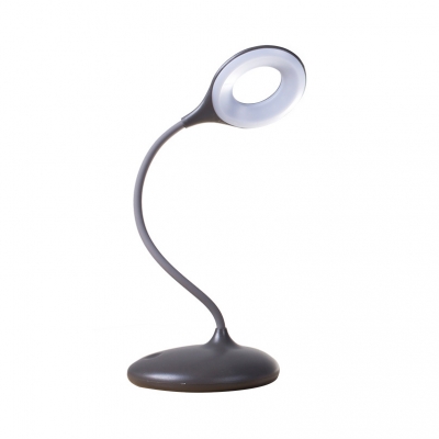 Eye-Caring White/Brown Desk Lighting Touch Switch Round Shape LED Desk Lamp with USB Charging Port