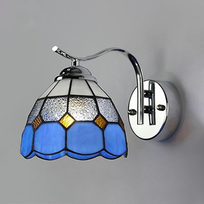 Glass Down Lighting Wall Sconce Living Room Kitchen 1 Light Tiffany Style Wall Lamp