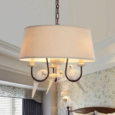 Resin Fabric Tapered Shade Chandelier 3 Lights Traditional Ceiling Light for Bedroom Hallway