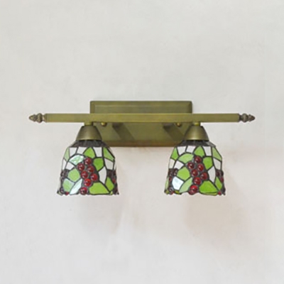 Tiffany Style Flower/Fruit Wall Light 2 Lights Stained Glass Sconce Light for Bedroom