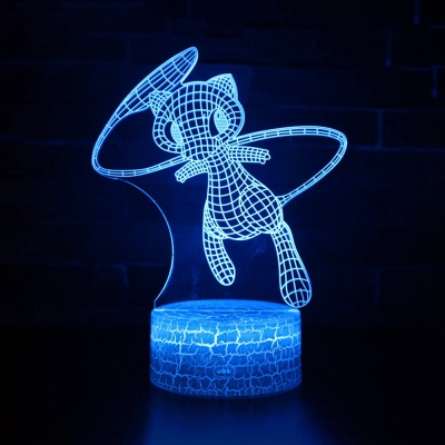 Touch Sensor 3D Night Light 7 Color Changing Cartoon Character Pattern LED Nursery Nightlight for Birthday Gift