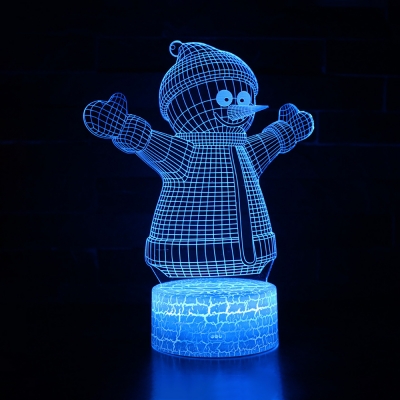 Touch Sensor 3D Night Light Christmas Gift 7 Color Changing Snowman Pattern LED Illusion Light