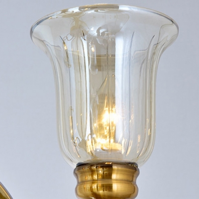 Vintage Style Bell Shade Wall Light 1/2 Lights Metal Glass LED Sconce Lamp for Foyer Dining Room
